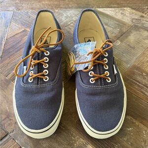 Vans Men's Navy Canvas Sneakers with Tan Laces